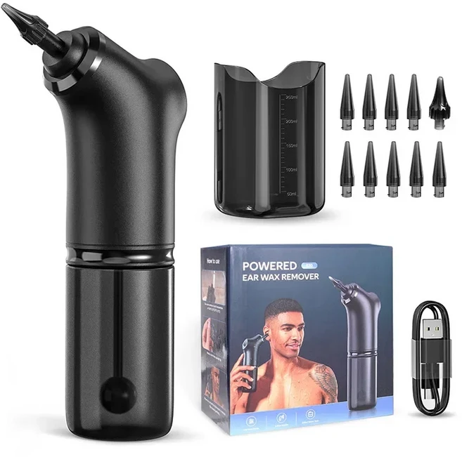 휴대용 전기 귀 세척기 세럼 자동 다기능 청소 스푼, 01 Black