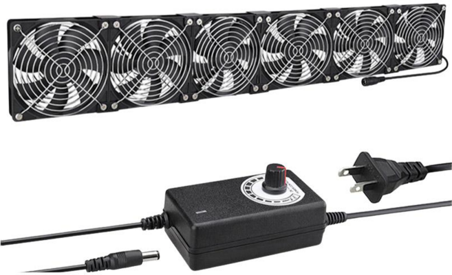 110V 12公分靜音大風量電腦冷卻排風扇, 黑, 1個, 6風扇+調速器/配件/螺絲