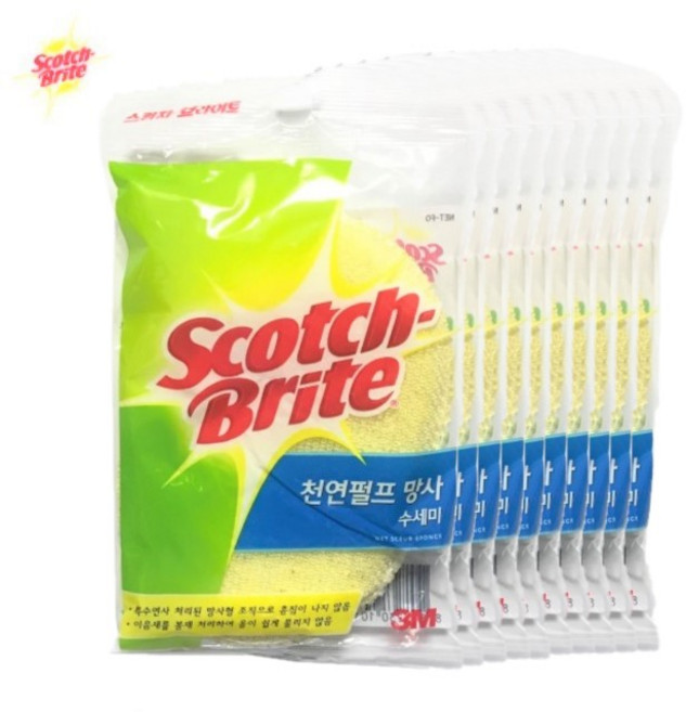 3M NET-FO 천연 펄프 망사 수세미 타원형 10개입 세트, 1개, 10개