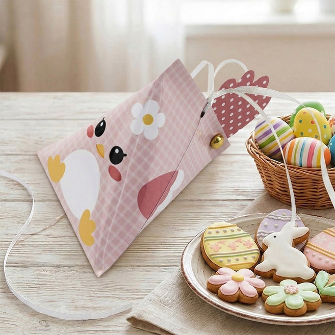 이벤트홀릭 부활절 달걀 포장 상자 구디백 DIY 세트 4종, 10개, 02.핑크 삐약이