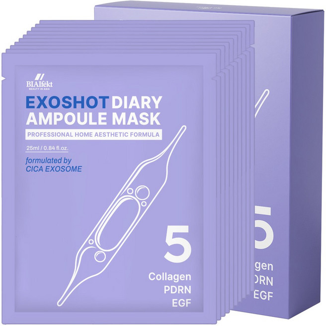 비아이펙트 엑소샷 다이어리 앰플 마스크 25ml #5_콜라겐 PDRN EGF, 1개, 10개입