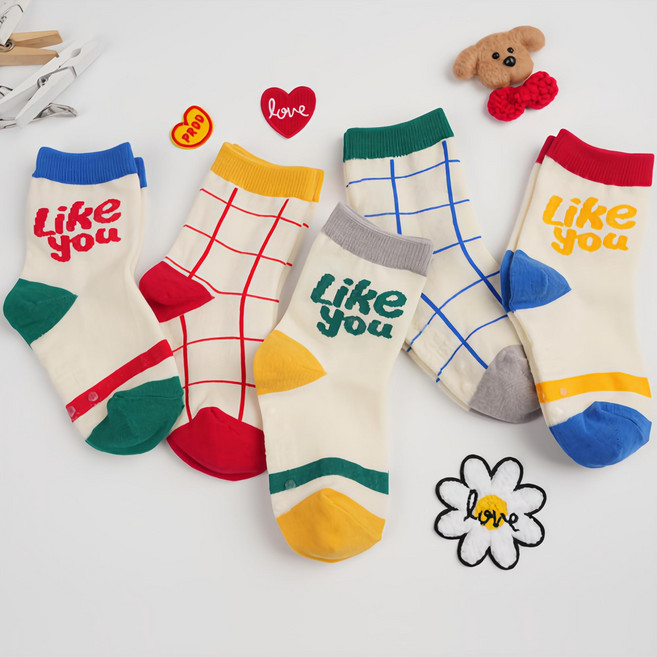 키즈퓨처 아동용 레이 중목 양말 5켤레 세트