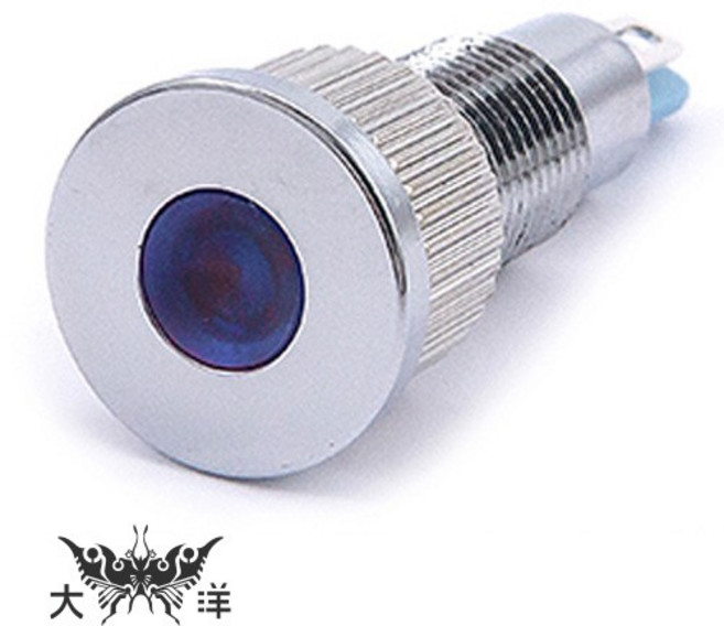 8mm 銅鍍鉻平面指示燈 DC12V, 1個, DC24V 白色, DC24V 白色
