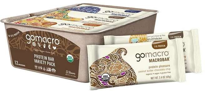 GoMacro MacroBar 유기농 비건 단백질 바 - 초콜릿 애호가 버라이어티 팩 (65.2g(2.3온스) 바 12개), 69g, 1개 - 쿠팡