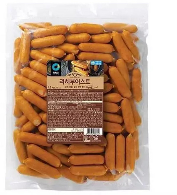청정원 캠핑 청정원 리치부어스트 1.5kg(냉동) 야식 소풍 김밥 술안주 자취 도시락 반찬 대용량 식자재 1, 1.5kg, 1개