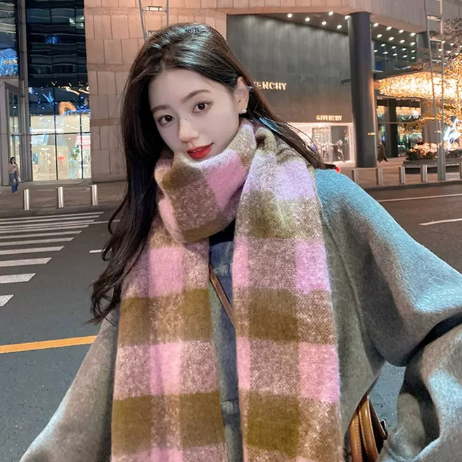 겨울 체크 머플러 롱목도리 캐시미어라이크 남여공용 커플 빅사이즈 HADA