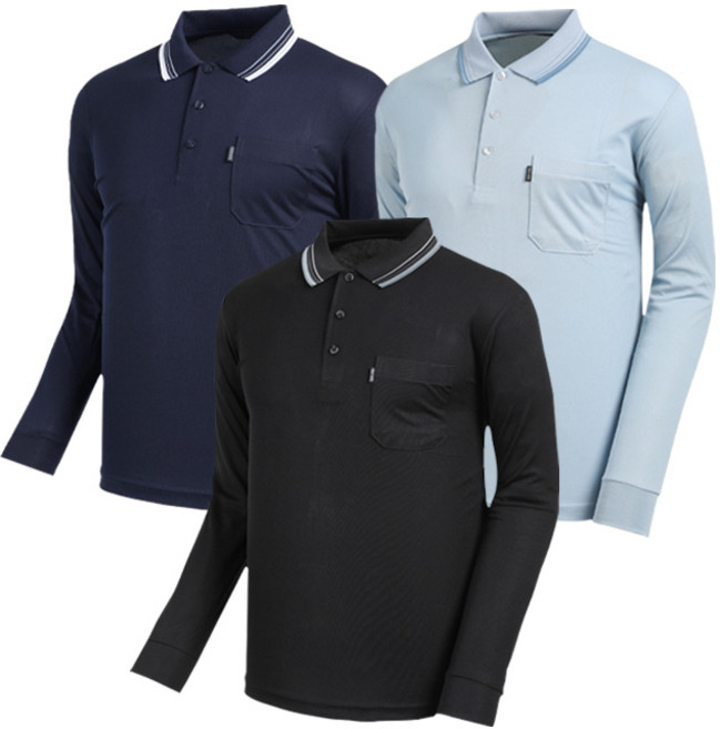 쿨 단추 카라 긴팔 티셔츠(2장세트)