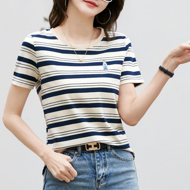 로렌미 레프 스트라이프 반팔티 S25SMT032504