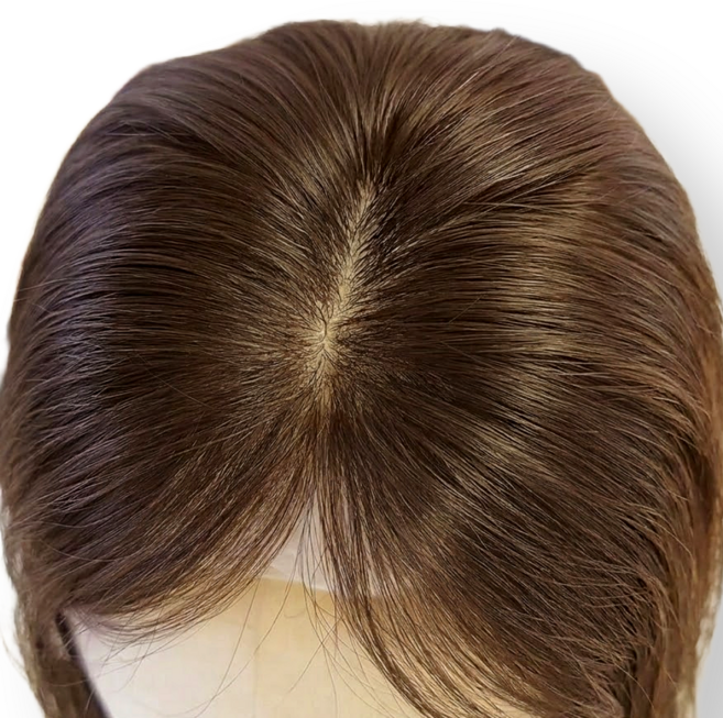 팍클리 리얼스킨 풍성한 인모 정수리 부분 가발, 1개, 앞머리 X + 모카브라운