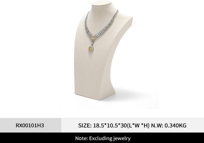 FANXI 목걸이진열대 목걸이 거치대 고급 목상 스탠드 흉상 PU 가죽 주얼리 걸이 전시대 다양한 사이즈 리넨 주얼리 스탠드 악세사리 정리함 보석 매장용 정리함 기념일 촬영용전시대