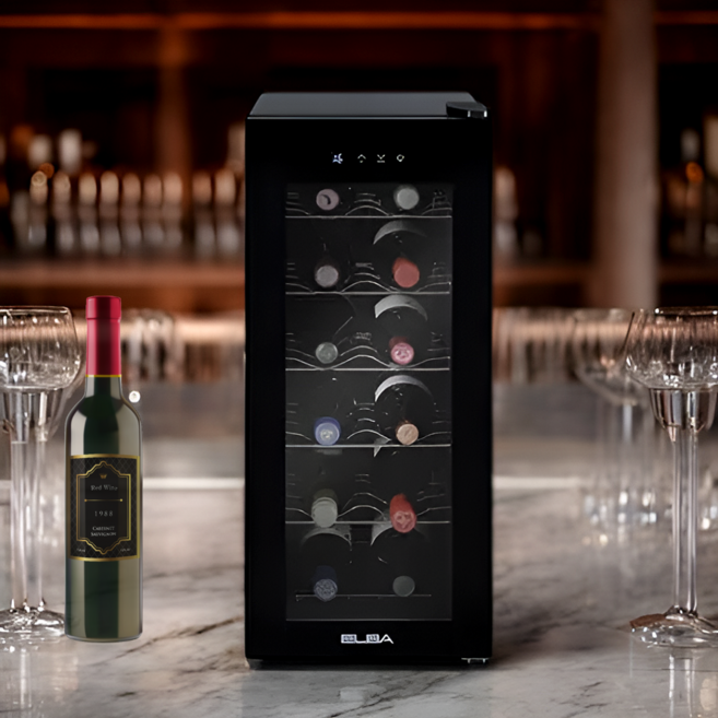 미니와인셀러 와인냉장고 트레이더스 코스트코 엘바 저장고 가정용 집들이 홈바 12병, 블랙