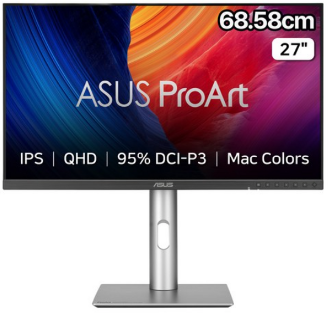 에이수스 QHD ProArt Display IPS 120Hz 350cd sRGB 100 DCI P3 95 멀티스탠드 전문가용 모니터, 68.58cm, Pa278QGV/에이수스QHDP