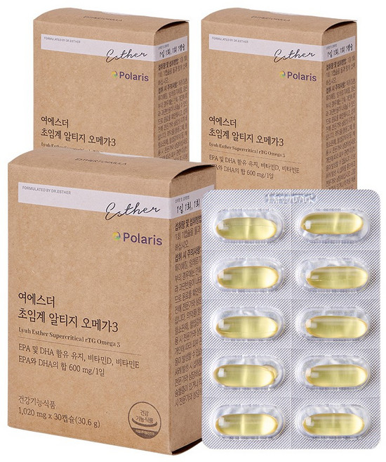 본사직영 여에스더 초임계 알티지 오메가3 1020mg, 30정, 3박스