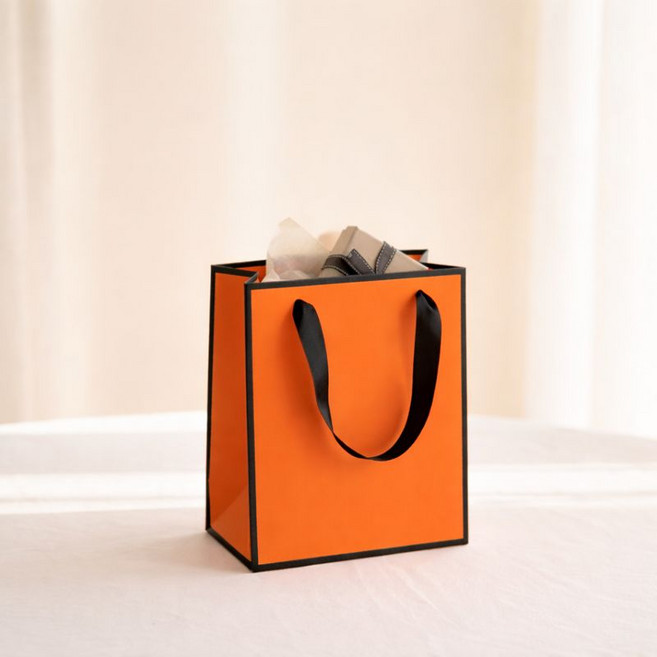고급 명품 미니 쇼핑백 2컬러 [선물 선물용 답례품 소형 작은 종이 가방 종이백], 1개, 오렌지