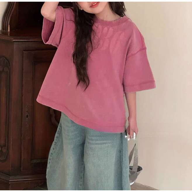 해피유통어린이 여아 루즈핏 캐주얼 반팔 티셔츠 패셔너블14세 이상 XG03