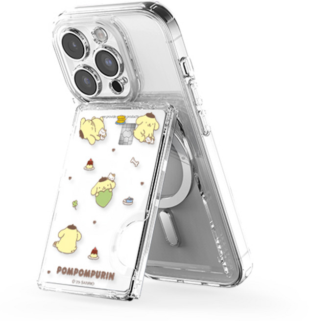 산리오 프렌즈 투명 멀티 스탠드 카드지갑(맥세이프 호환), 1개, 프렌즈_폼폼푸린