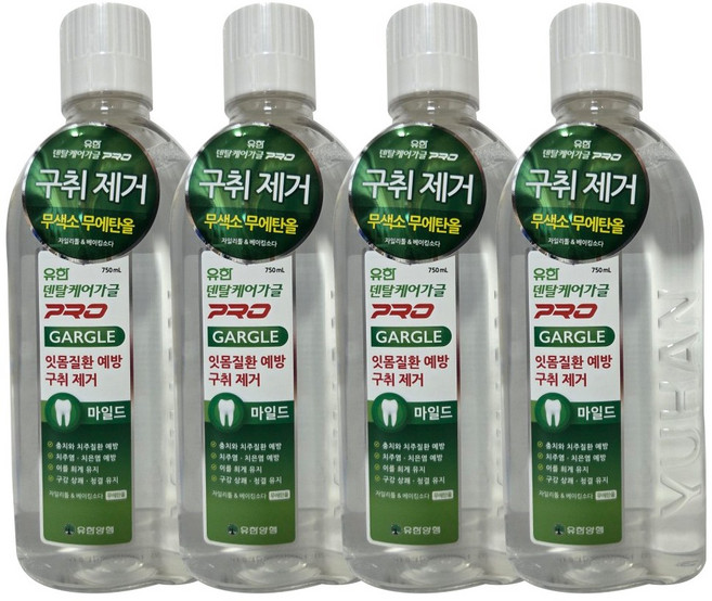 유한양행 유한 덴탈케어 가글 프로 마일드, 750ml, 4개