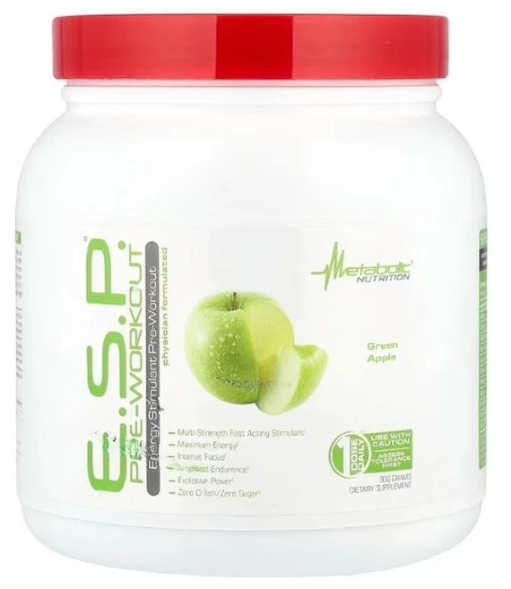 메타볼릭 뉴트리션 E.S.P. 프리 워크아웃 운동 전 보충제 그린 애플 300g, 1개 - 쿠팡