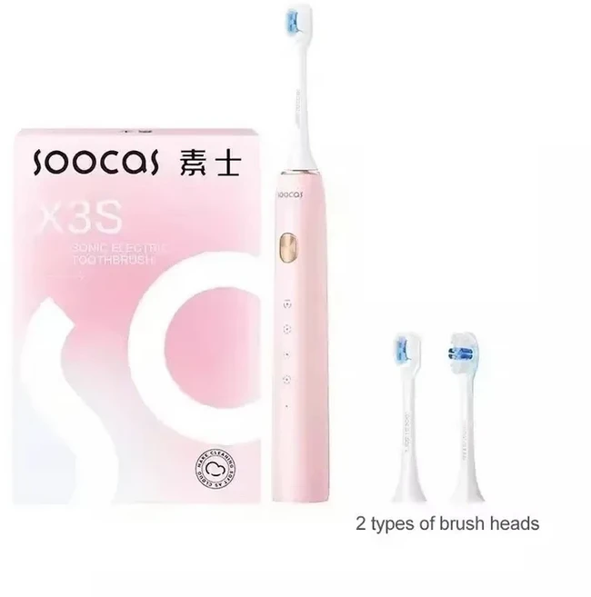 SOOCAS X3S 초음파 전동 칫솔 IPX7 방수 성인용 업그레이드 스마트 소닉 USB 고속 가능, 01 분홍색