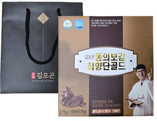김오곤 동의보감 침향단 골드 60% 고함량 침향단 침향환 선물용 종이가방 포함, 3.75g, 100개