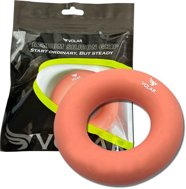 VOLAR 미니 실리콘 도넛형 악력기, 코랄오렌지(30lb)