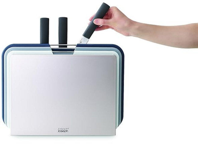 Joseph Joseph (조셉 조셉) 도마 커팅 보드 칼 포함 세트 네스트보드 플러스 식기세척기 사용 가능 실버 정품 60194
