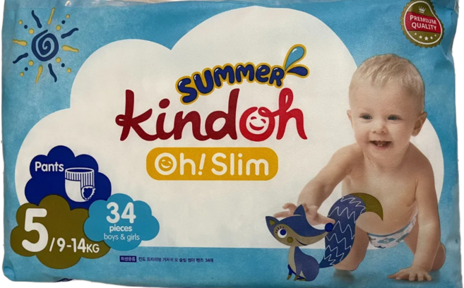 킨도 프리미엄 오 슬림 썸머팬츠 기저귀 팬티형 남여공용, 5단계, 34매