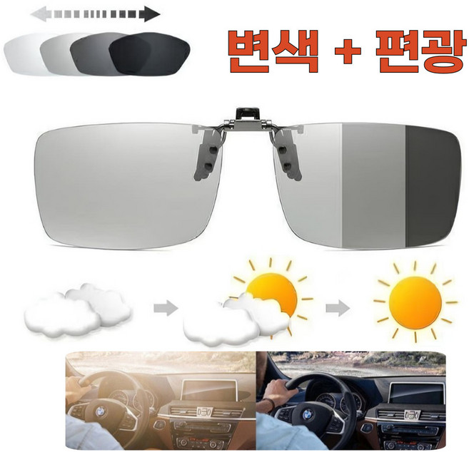look&eye 편광클립+변색클립 변색렌즈 편광렌즈 클립온