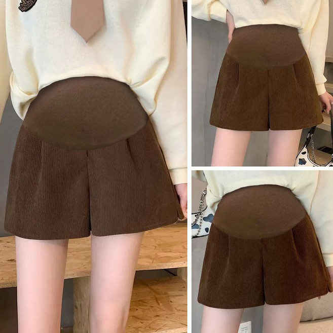 임산부겨울반바지 반바지 임부복 니트 겨울임부복바지 보온 블랙 슬릿