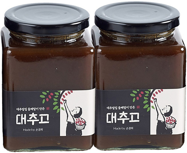 대추밭 둘째딸이 만든 수제 대추고 대추차 전통차 프리미엄 수제청 허밍테이블, 500g, 1개입, 2개