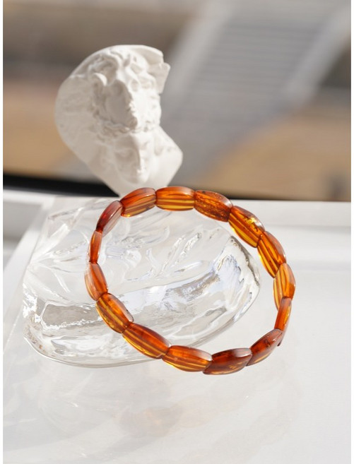 [A52][Amber 호박][마지막 한점] 폴란드 트레디셔널 컷팅 금파 호박 팔찌 폭 9.5mm