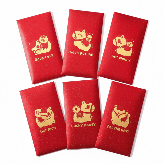 럭키리우 용돈봉투 세뱃돈봉투 6매 세트, 6개, 믹스 행운마