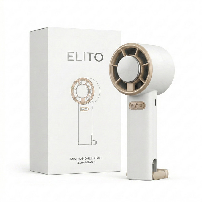 엘리토 2초 아이스쿨링 MAX 터빈 휴대용 선풍기, 베이지화이트, 엘리토 휴대용 선풍기