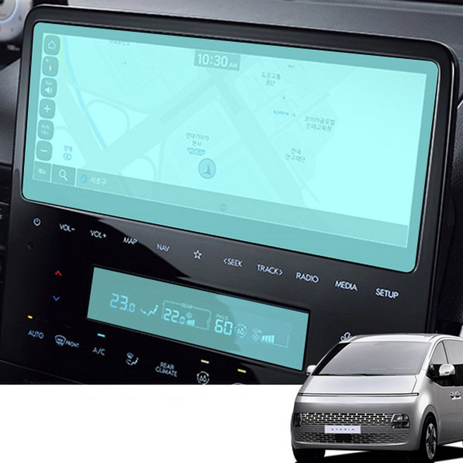 [오카] 스타리아 호환 용품 내비게이션 공조패널 액정 보호 필름 튜닝 악세사리, 1GB, 네비공조기세트_스타리아