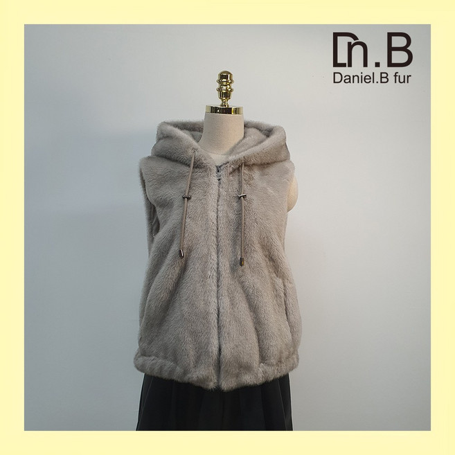 디앤비퍼 백화점 프리미엄 에코퍼 후드 여성 겨울 베스트 조끼