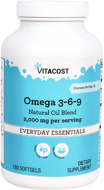 비타코스트 오메가369 내추럴 오일 2000mg 180캡슐, 1개, 180정 - 쿠팡