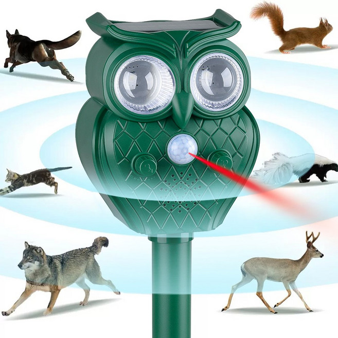 초강력 태양광 초음파 야생동물 멧돼지 새 토끼 등 해충 퇴치기 5가지 모드 적외선 LED 사이렌, E219