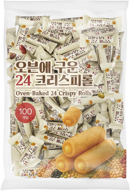 오븐에 구운 곡물 24곡 미니 크리스피롤 과자 100개(개별포장)