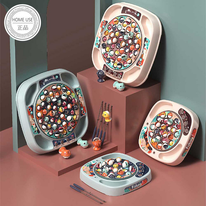 홈유즈 낚시게임 2인 장난감 유아 낚시대 물고기 놀이, 핑크, 대형(4인용), 1개