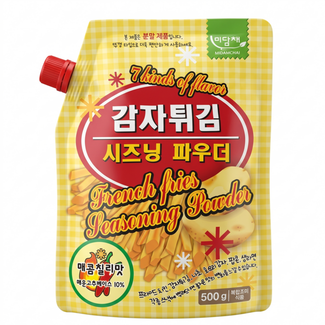 [미담채] 감자튀김 시즈닝 파우더 매콤칠리맛, 500g, 1개