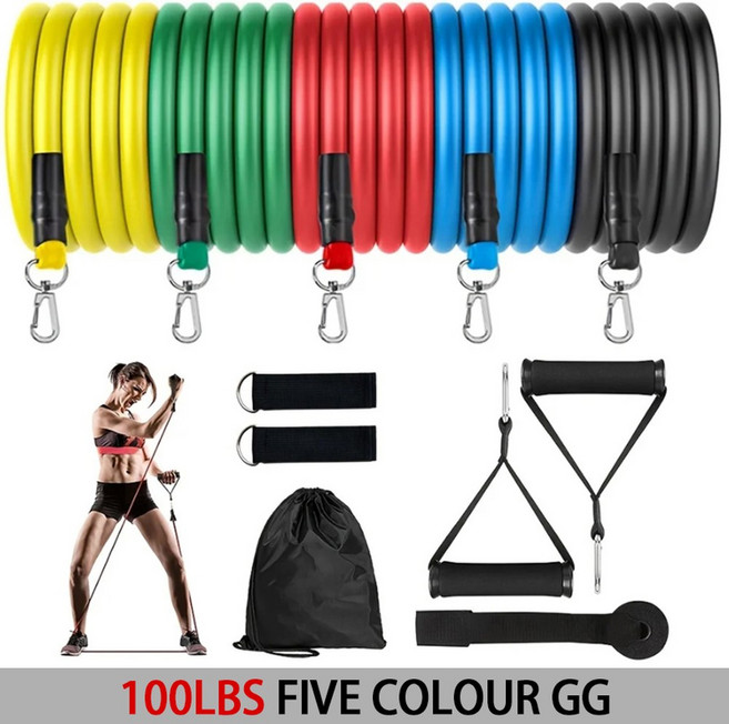 장비를위한 스포츠 고무 밴드 저항 밴드 운동 훈련을 당기는 탄성 밴드 휴대용 바디 스포츠, GG 5Color 100LBS, 80