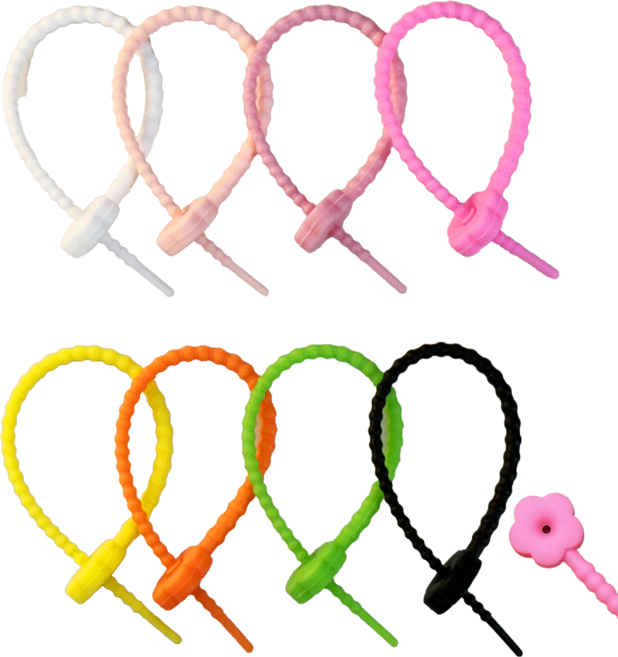 꽃 실리콘 케이블타이 8개, 혼합