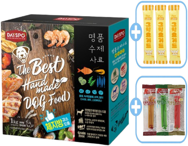 데이스포 명품 수제사료 바다식단 그릭요거트12g 3개 뉴트리렉스3p, 1개, 1kg, 황태