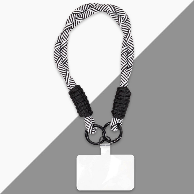 티자 핸드폰 손목 스트랩 줄 여행용 도난방지 컬러플 꽈배기 로프 1P, 1개, [도톰]모자이크블랙