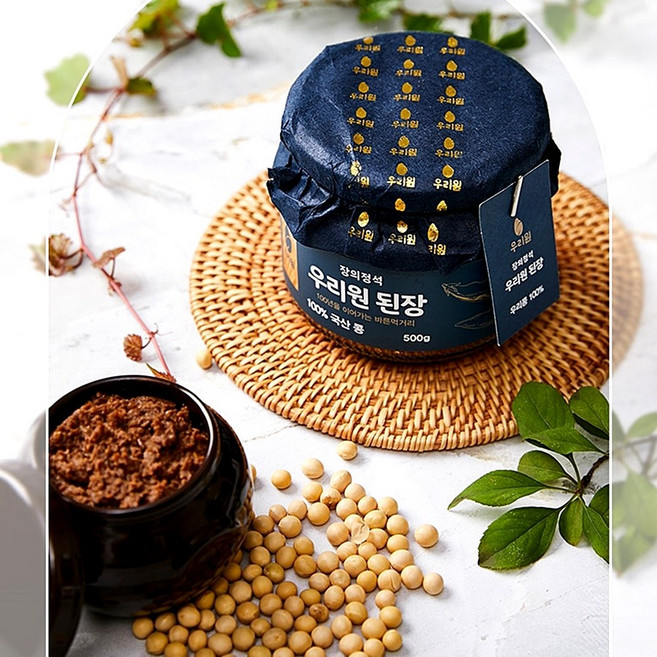 우리원 전통 한식 재래된장 3년 숙성 국산 무설탕 병형, 1개, 500g