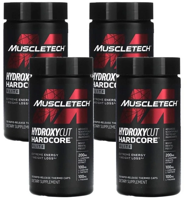 MUSCLETECH 하이드록시컷 하드코어 엘리트 라피드 릴리즈 써모 캡, 110정, 4개, 110정 - 쿠팡