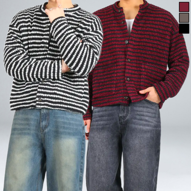 이황에프엔씨 남성용 스트라이프 크롭 가디건 (6568-1)