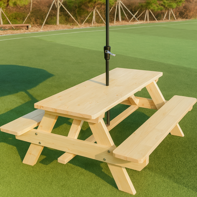 엉클트리 100% 통원목 야외 테이블 (강력 볼트체결 구조), 일체형[일반형] 무도색 4인용