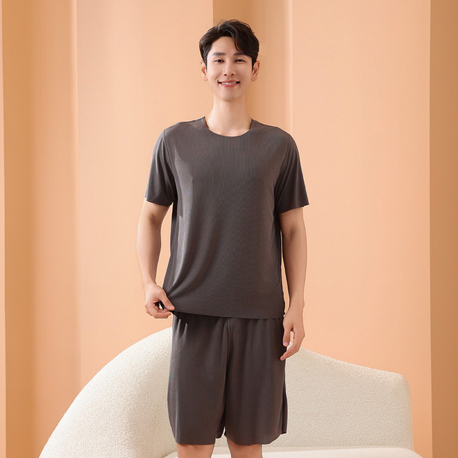 ANYOU 남자 여름 잠옷 얇은 옷 탄력시원한 착용감