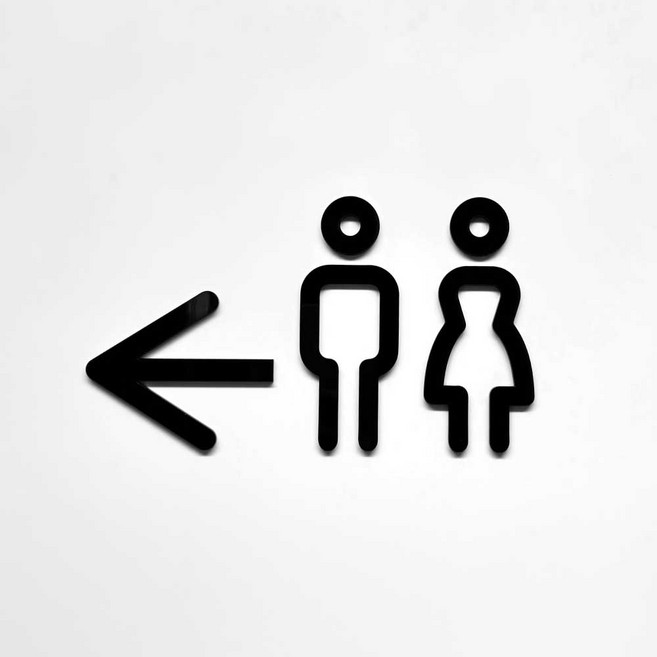 남녀 화장실 방향 위치 아크릴 표찰 표지판 안내판, 오른쪽, 1개